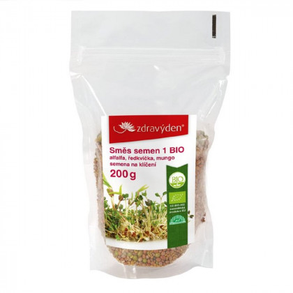 BIO Alfalfa, ředkvička, mungo - prodej bio směsi semen na klíčení - 200 g